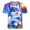 Summer T-Shirts 3D Print Animal Dog O-Neck T Shirt Casual Boys Girls Tops Oversized Fashion Kids Tees Harajuku Children Clothing