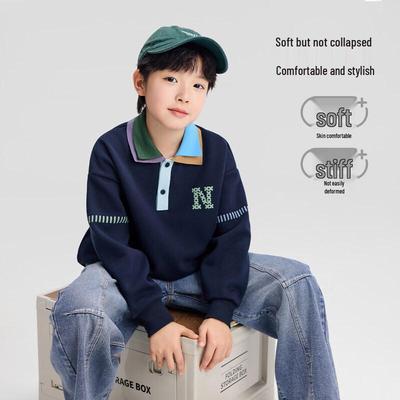 Zuoxi Boys' Academy Colorblock Polo Sweatshirt
