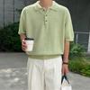 Simple Retro Knitted Shirt Short-sleeved Men's Summer Loose Casual Half-sleeved Trend Lapel T-shirt