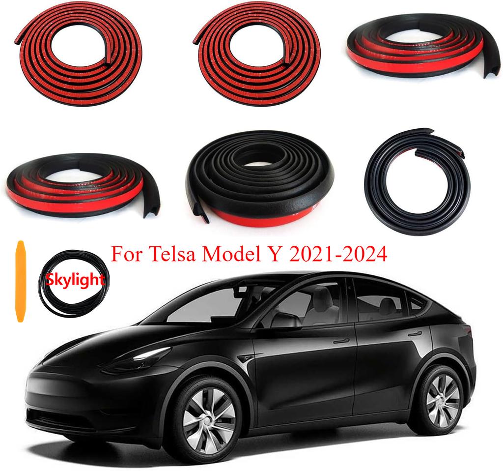 Tira de Sellado Aislante de Sonido para Coche Para Tesla Model Y/3 Reducción de Ruido Aislamiento Acústico Prevención de Polvo Tira de Sellado de Modificación