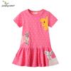 2025 Summer Girls' Cartoon Embroidered Short-Sleeve Dress