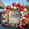 Red White Balloon Garland Dark Red Double Stuffed Balloons Arch Kit Set For Birthday Mothers Day Valentine Engagement Anniversary Bridal Shower Party
