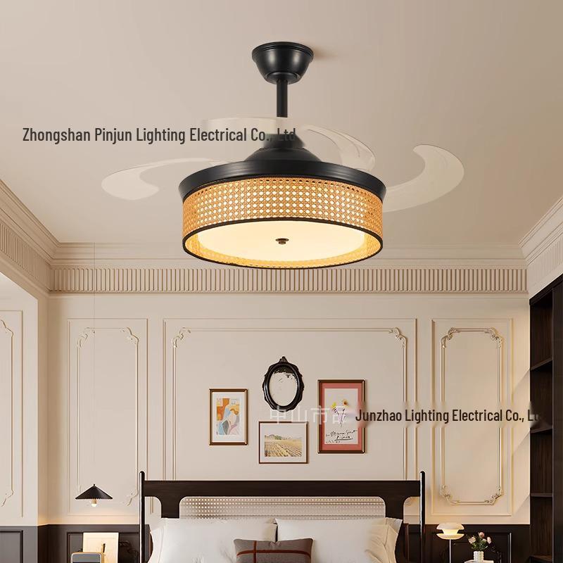 2025 Modern Bedroom Ceiling Fan Light: Silent Wabi-Sabi Design with Variable Speed and Invisible Blades.
