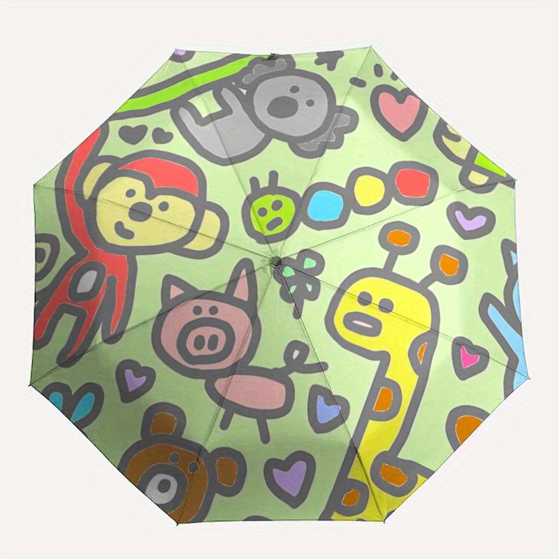 

1pc Cartoon Animals Automatic Folding Umbrella, Portable & Foldable Design with 8 Ribs, Casual Outdoor Accessory yy250805128