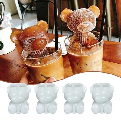 Niedliche 3D-Bärenform Silikon-Eiswürfelform Eiszerkleinerer Eiscreme-Herstellung Formen Kaltgetränk Kaffee DIY-Werkzeuge für den Heimgebrauch