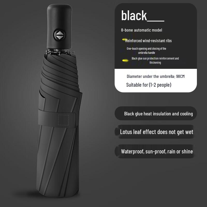 Meng Huoban Automatic Tri-fold UV Protection Umbrella 8-Rib Full Auto UV