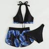 Womens Halter Neck Padded Bra Bikini Set Boy Shorts Swimsuit Beachwear Swimwear