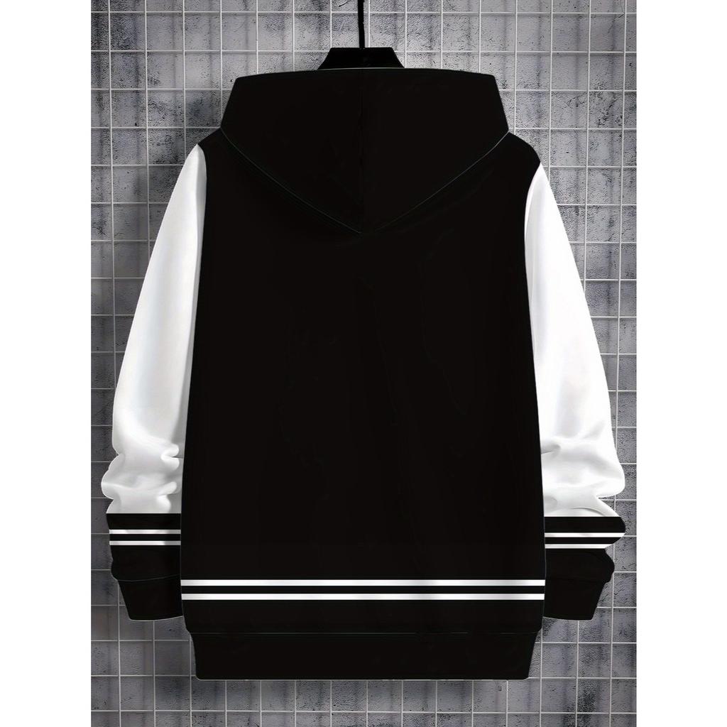 Boys' colorful digital 7 pattern 3D printed long sleeved hooded sweatshirt, sports shirt