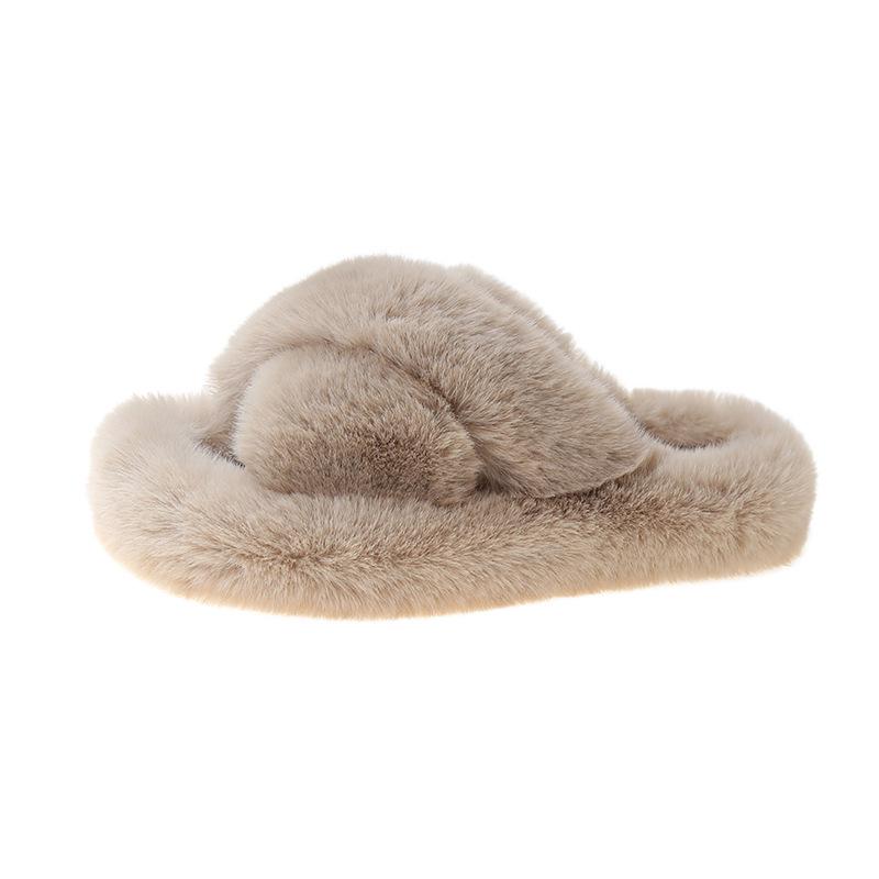 

Foreign trade plus-size wool slippers women wear the new fairy niche cotton flip-flops for the fall and winter of 2025 42