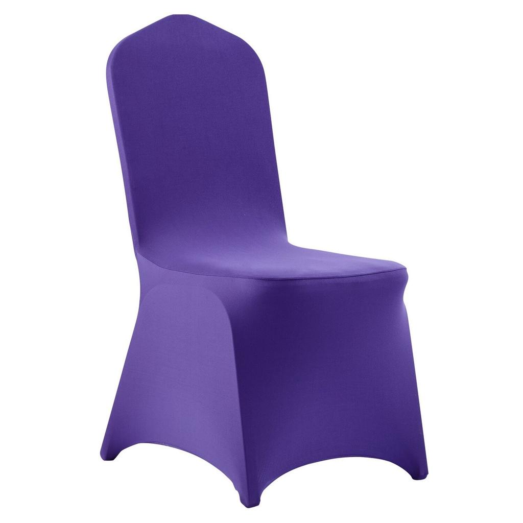 50 Stück Lila Stuhlbezüge, Polyester-Spandex Stuhlbezug, Dehnbare Überwürfe für Hochzeitsfeier Esszimmerbankett Stühle mit flacher Front, Passt auf Stuhl
