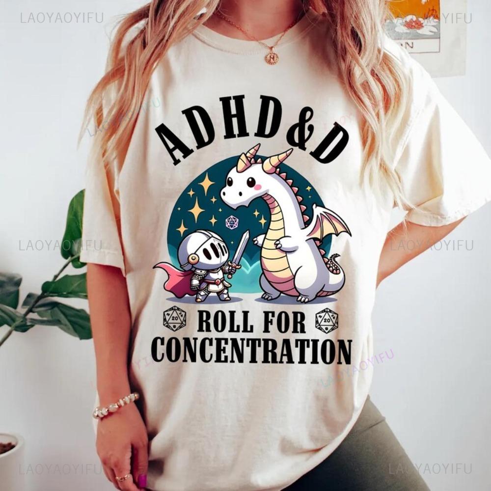 Rogue ADHD&D Roll RPG DnD T-shirt s potiskem třídy Desková hra D&D Postava Dungeons and Dragons Grafický P