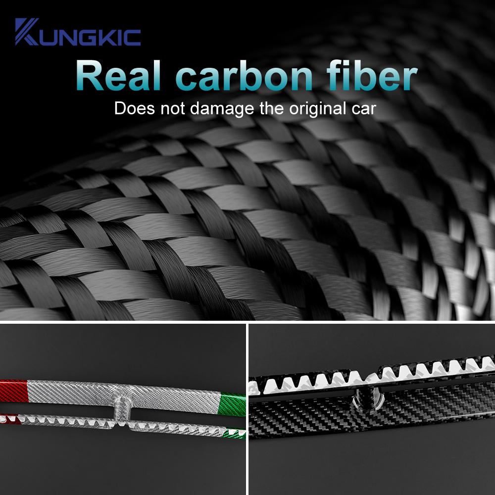 For Abarth 595 2017 2018 2019 2020 2021 2022 2023 2024 Real Hard Carbon Fiber Sticker Front Center Grille Tricolor Carbon Trim