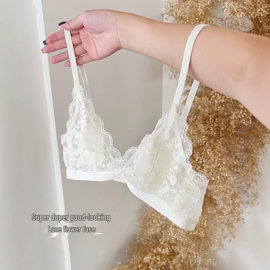 French Lace Push-Up Bra for Small Busts - Sexy, No-Gap Ultra-Thin Triangle Cup