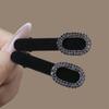 Elegant Black Rhinestone Duckbill Clip for Women's Forehead Bangs – High-End Hair Accessory