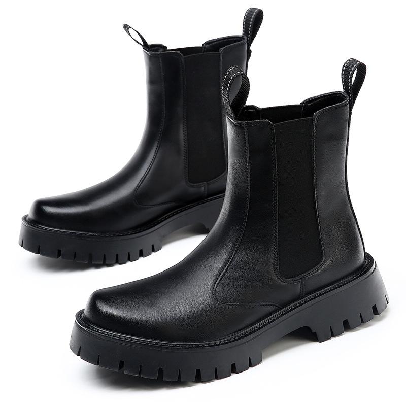 

Премиальные ботинки челси мужские высокие британские дымчатые ботинки осенние флисовые теплые черные ботинки Martin мужские ботинки 46 чёрный