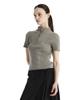 Teulimingbeodeu Ribbed Half-Zip Knit Top [ Gray ]