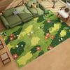 Retro Green Non-slip Waterproof Floor Mat - Vintage Style, Washable, Ideal for Living Room, Bedroom, Sofa, or Under Coffee Table.