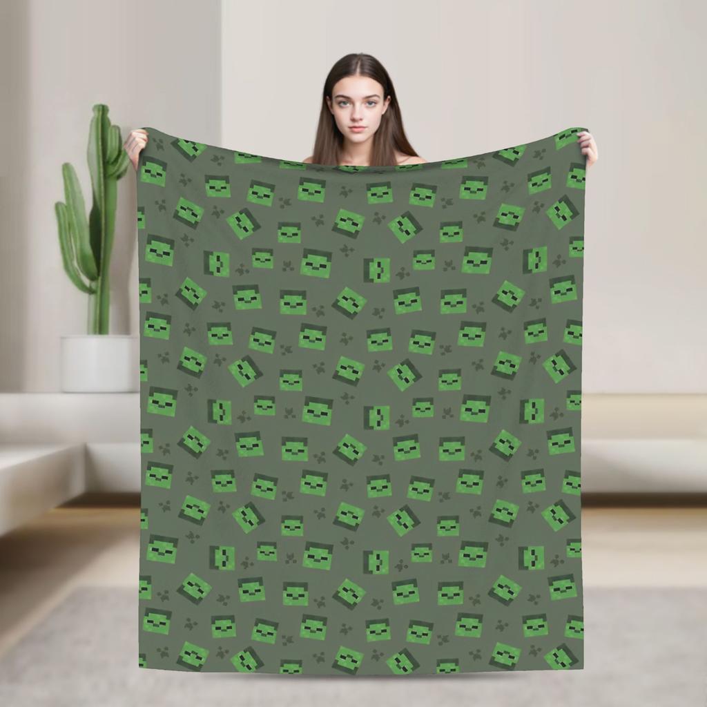 Knitted Blankets My M-Miners Flannel Lightweight Thin Throw Blanket Creepin It Real Pixel Game Crafts for Bedroom Sofa Bedspread