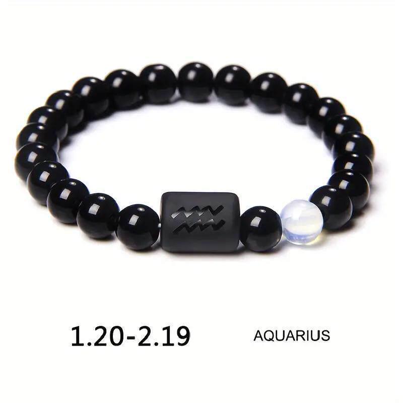 Twelve Constellations Elastic Bracelet with Tiger Eye and Agate Beads