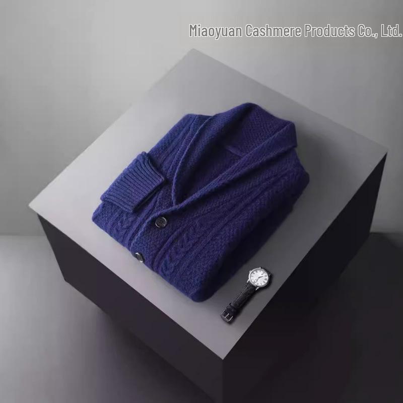 Herren Leichter Luxus Woll-Cardigan-Pullover mit Taschen - Herbst/Winter Strickjacke