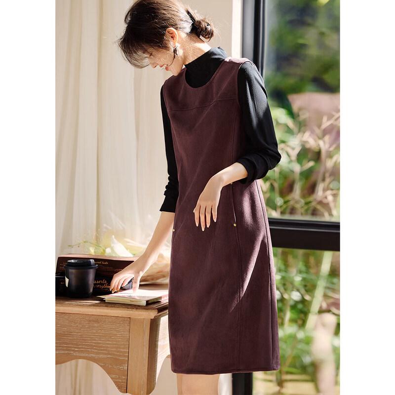 XWI Women's Two-Piece Suede Vest Dress & T-Shirt Set