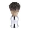 Fashionable Men's Shaving Brush for Facial Cleansing. Faux Badger Hair and Silver Plastic Handle
