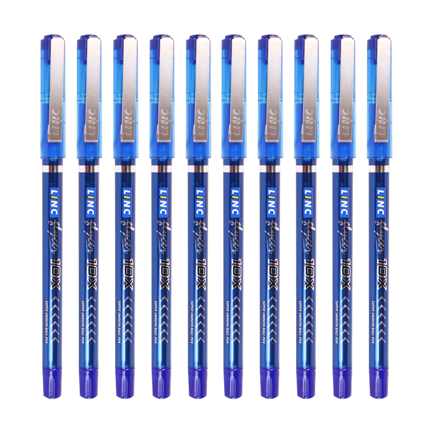 Linc Glycer Ball Pen Pack of 1 x 10pcs | 0.6 mm Blue Ink | Click-Off Cap for Office, School & Home Writing