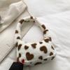 Plush Stylish Womens Handbag 2023 Spring Trendy Heart Shaped Tote Bag Casual