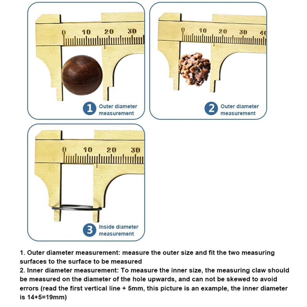 1* Small Brass Scale 80/100mm Sliding Gauge Vernier Caliper Ruler Measuring-Tool