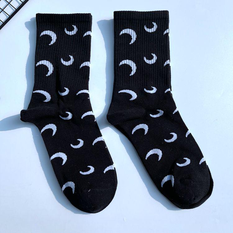 

Unisex Mid-Calf White & Purple Streetwear Socks - European/American Harajuku Hip Hop Skateboard Style