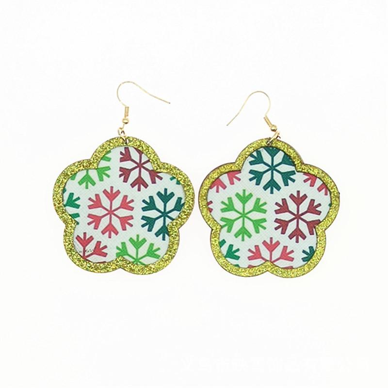 Creative Geometric Christmas and New Year Glue Leather Earrings