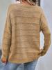 Autumn/Winter 2025 Women's Solid Color Hollow Out Drop Shoulder Sweater - Casual Loose Pullover Knitwear