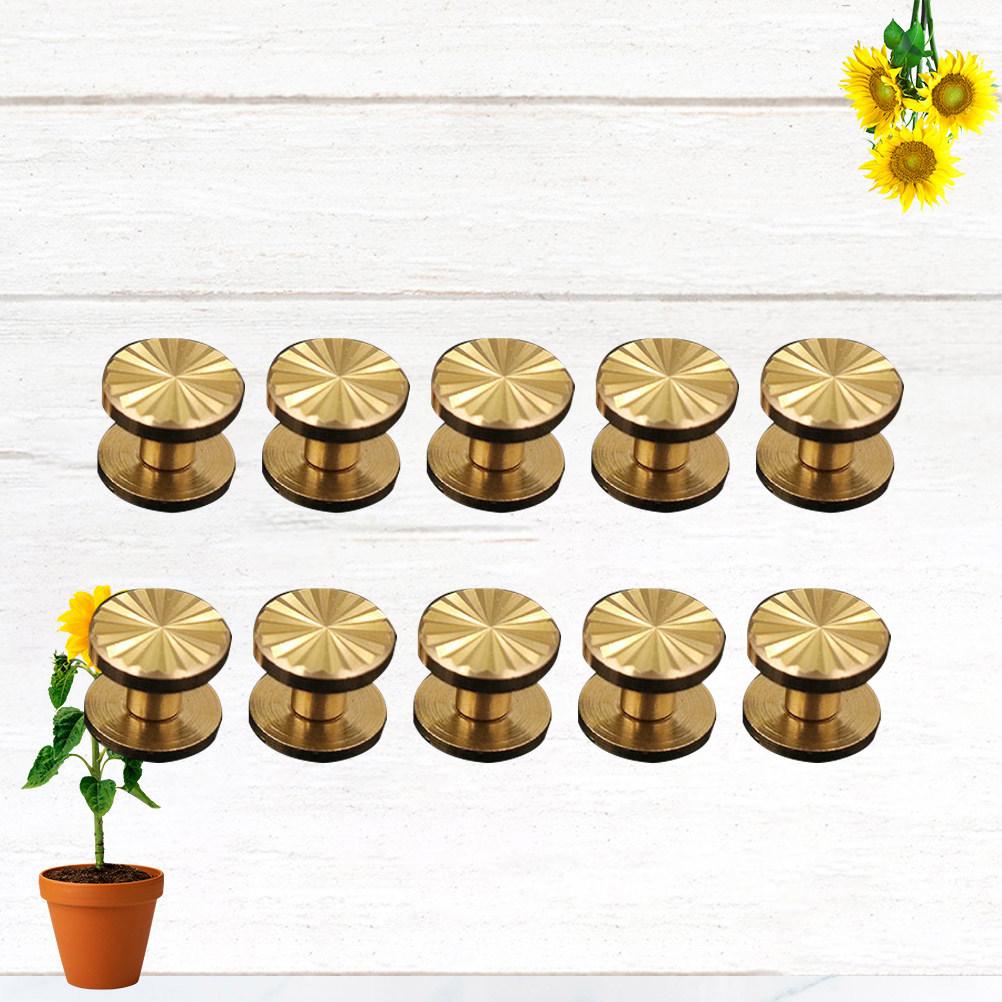 10Pcs Premium Brass Sunflower Screws 10x4x4mm Sturdy Flat Rivets Easy Use Eco Friendly for Belt Harness Nail Book Luggage Craft