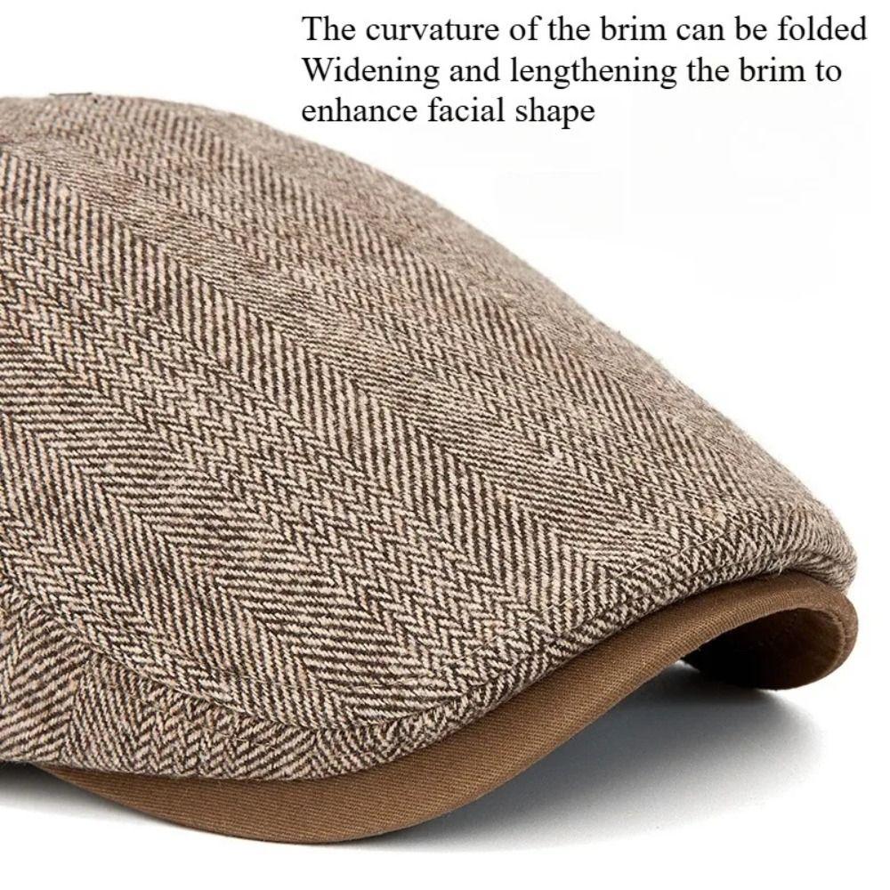 Retro Adjustable Newsboy Caps Grid Design Herringbone Pattern Berets British Style Painters Hats Men Fashion