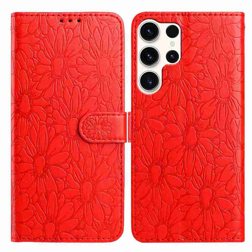 10barevné pouzdro na flip kartu s embosovanou sedmikráskou pro Samsung Galaxy A12 A15 A26 S20-S25...