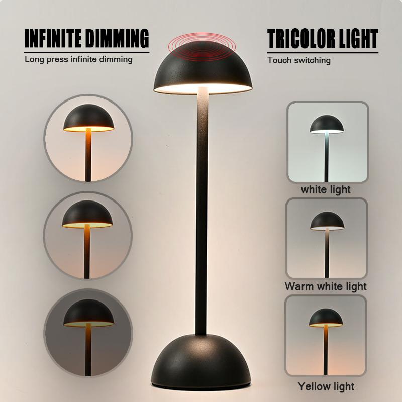 LED Mushroom Lamp Bedside Table Night Stand Mood Light Rechargeable Table Lamp Cordless Touch Floweprbud Lamp Nordic Table Lamp