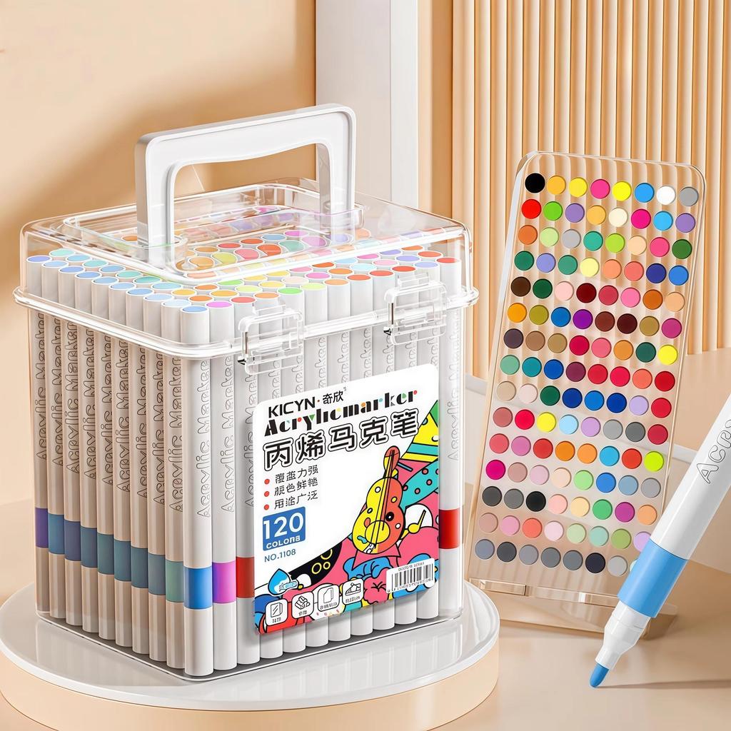 Acrylic Brush Markers Set with Portable Carry Case, Liquid Ink Acrylic Paint Markers for Drawing, Art Projects & DIY Crafts