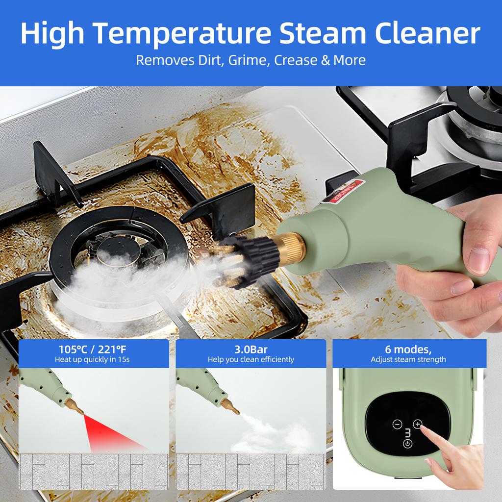 2500W High Pressure Steam Cleaner High Temperature Pressurized Steam Cleaning Machine 1100ml 3 Bar Portable Handheld Steam Cleaners