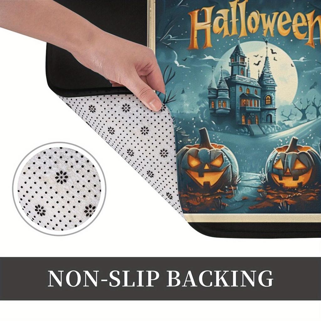 1pc Moonlit Halloween Mansion Non-Slip Doormat Bath Mat Floor Carpet Welcome Rug Home Decor Christmas Decor Xmas