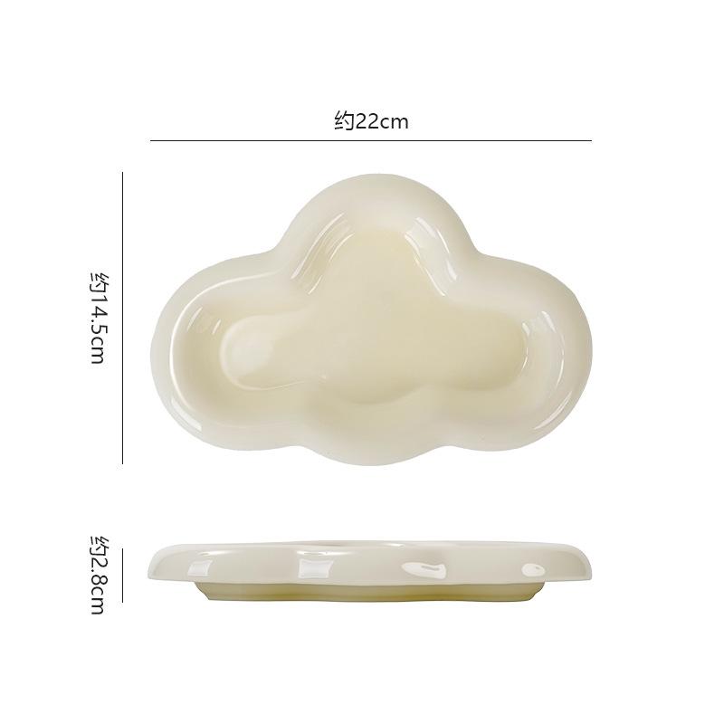 Ins Cute Cloud Jewelry Storage Plate Jewelry Pendulum Plate Irregular T-Shaped Cloud Ceramic Tray