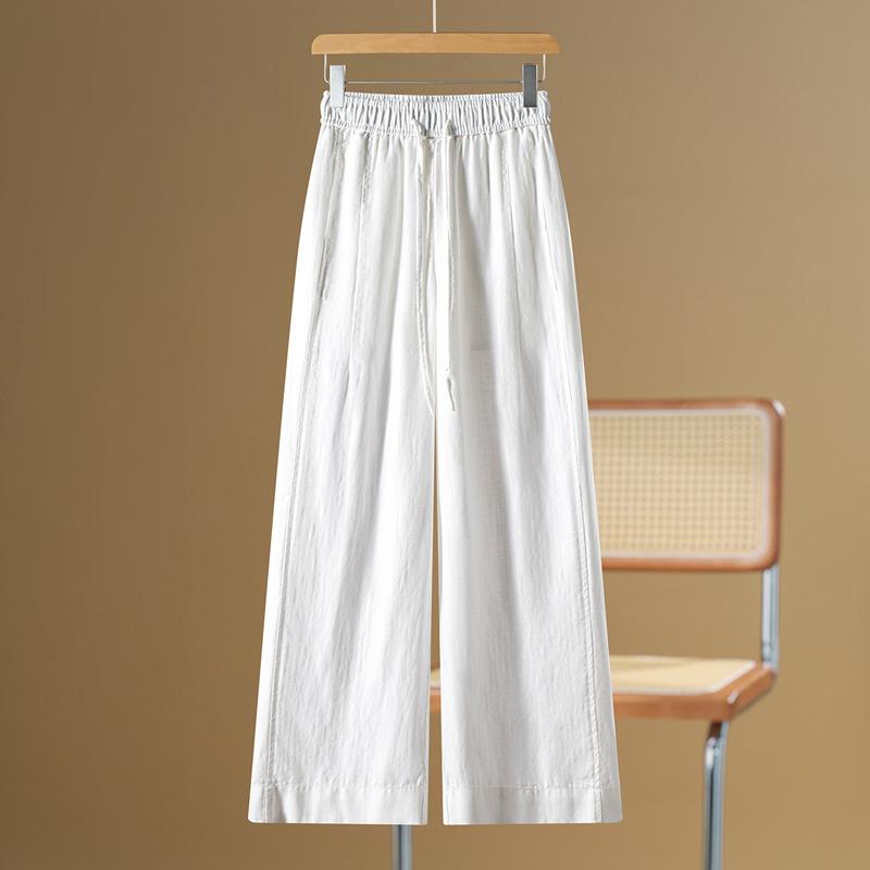 High-waisted Tencel Linen Narrow Wide-leg Pants for Women, 1116 Summer New Thin Drape-enhancing Casual Straight-leg Pants