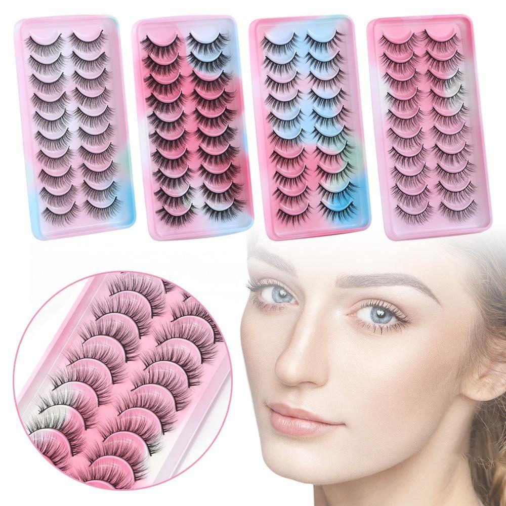 10 Paar Flauschige Manga-Wimpern Kurze Anime-Wimpern Modische Falsche Wimpern für Damen