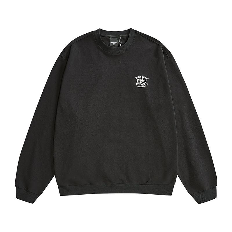 

Осенне-зимний трендовый брендовый тяжелый ретро мужской свитер с круглым вырезом из толстого хлопка, свободный, большого размера, американский уличный принт с длинными рукавами 3XL чёрный