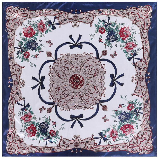 

90*90см Роскошный Бренд Женские Шелковые Шарфы Дизайн Бант и Цветы Квадратные Шарфы Весенне-Летние Шали для Дам 90x90cm