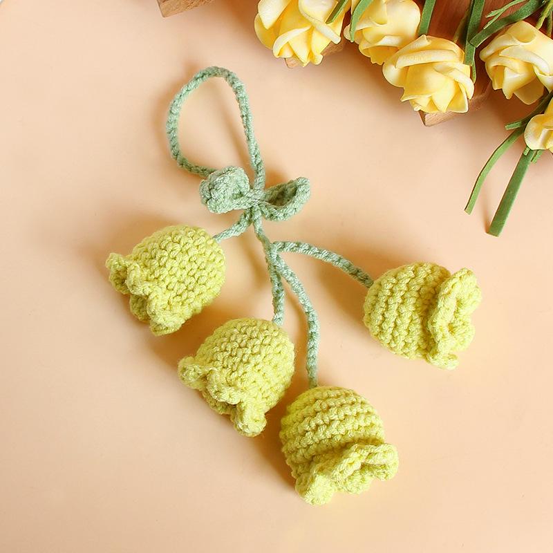 Lily of the Valley Woolen Bag Charm with Preserved Flowers – Girlish Heart Keychain Gift