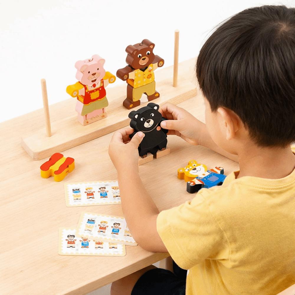 Creative Wooden Stacking Block Colorful Montessori Educational Toys Cognitive Development