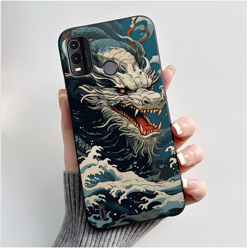 Dreamy Black Case For Nokia G11 Plus Elegant Butterfly Wildflower Pattern Shell With Jelly Color Shockproof Bumper Soft Cover