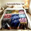 Cat Theme Soft Blanket Personalized Custom Name Text Print Warm Blanket Home Sofa Bedroom Decor