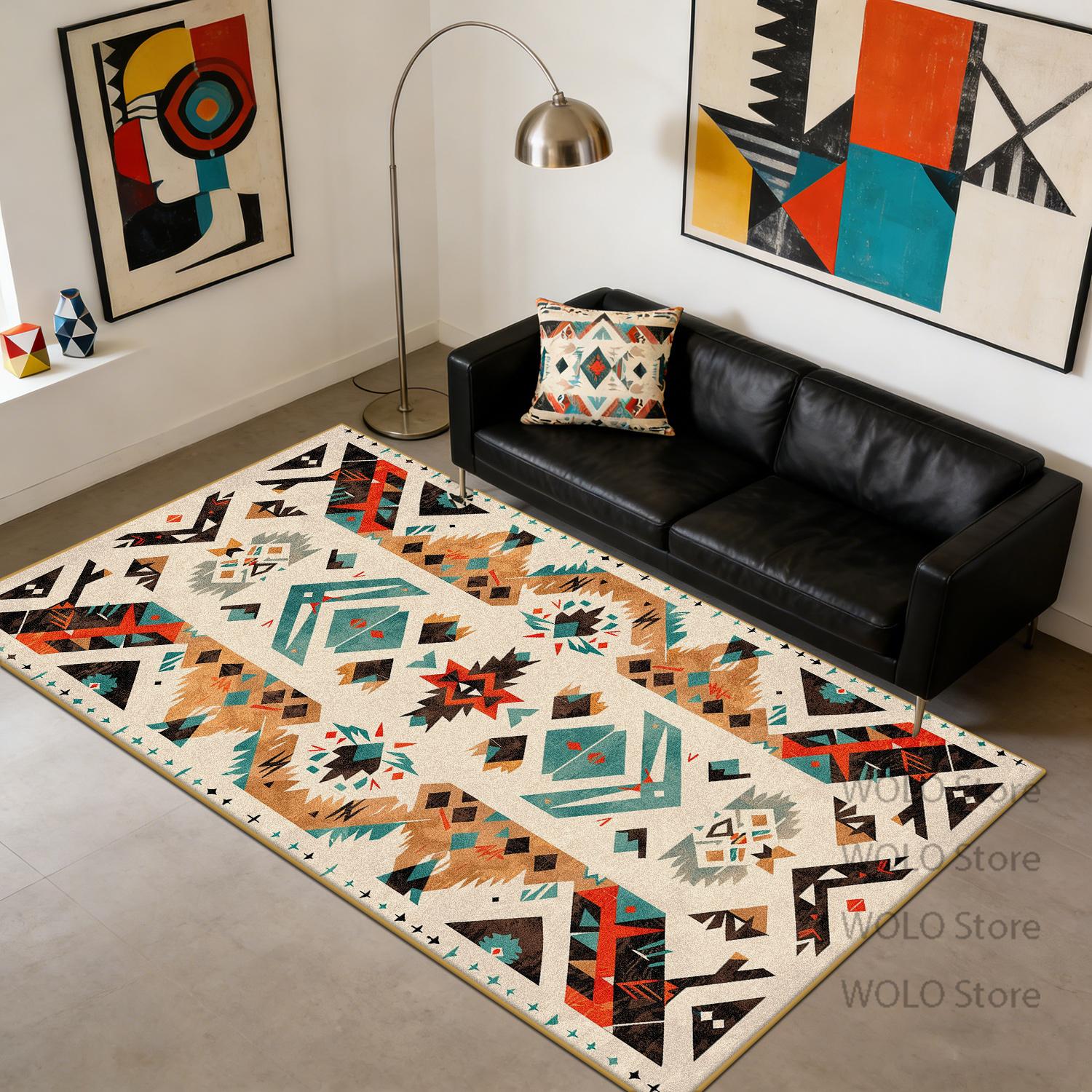 

ethnic style Carpet Colorful Luxury Living Room Decoration Bedroom Bedside study Rug Big Size Easy Clean Floor Mats Non-slip 60x90cm