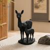 Stable Base Decoration Mom And Child Deer Statue, 3D Printed Deers Ornament, Modern Black Figurine Figurine, Tabletop for Home Office Living Room